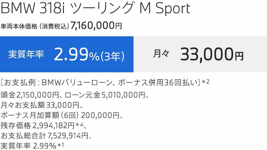 3 TOURING 支払例