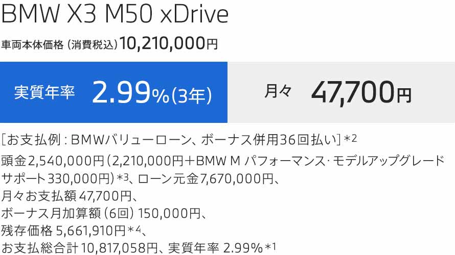 X3 MPA　支払例