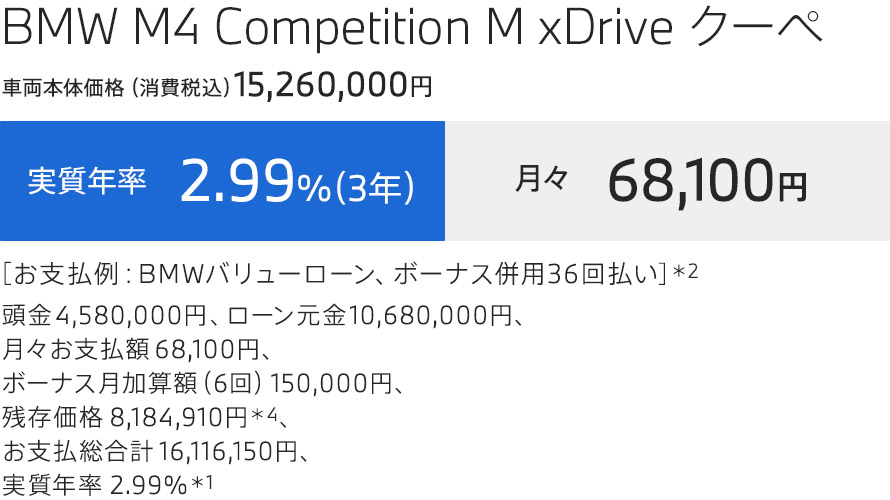 M4 COUPE　支払例